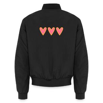 HERZ. HERZ. HEILIGER VALENTINSTAG. LIEBE. LIEBE. WEIHNACHTEN - Unisex Bomberjacke - Schwarz - Hinten - AI Model Male 185 light (185cm)
