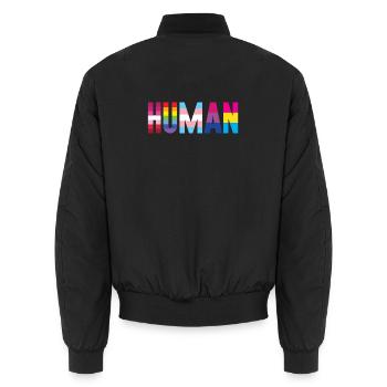 Mois de la fierté LGBT - Nous sommes tous humains - Bomber unisexe - noir - Dos - AI Model Male 185 light (185cm)