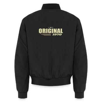 55. Geburtstag 55 Jahre Original 1970 - Unisex Bomberjacke - Schwarz - Hinten - AI Model Male 185 light (185cm)