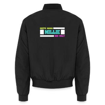 Mutter Millie - Unisex Bomberjacke - Schwarz - Hinten - AI Model Male 185 light (185cm)