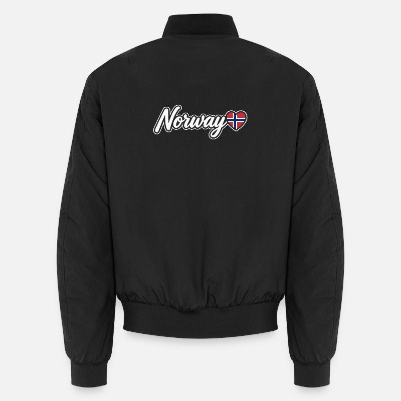 Norway Script with Flag Heart Fan Patriotic Unisex Bomber Jacket