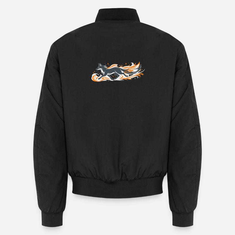 Flaming fox in fire flight Unisex Bomber Jacket