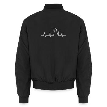 Silhouette de chat avec battement de cœur - Bomber unisexe - noir - Dos - AI Model Male 185 light (185cm)