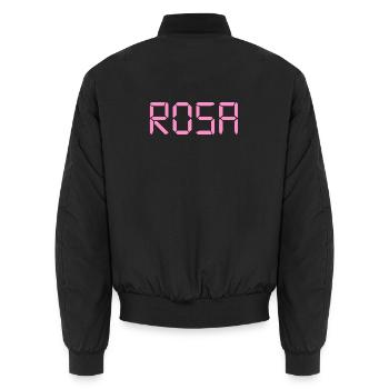 Pink - LCD - Unisex Bomber Jacket - black - Back - AI Model Male 185 light (185cm)