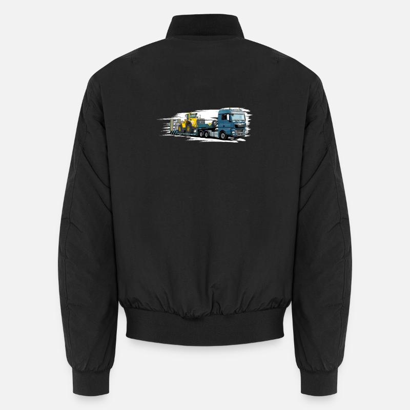 Low-loader with wheel loader - Unisex Bomber Jacket - black