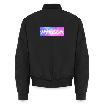 Vanessa Name Gift Gift Idea Galaxy - Unisex Bomber Jacket - black - Back - AI Model Male 185 light (185cm)
