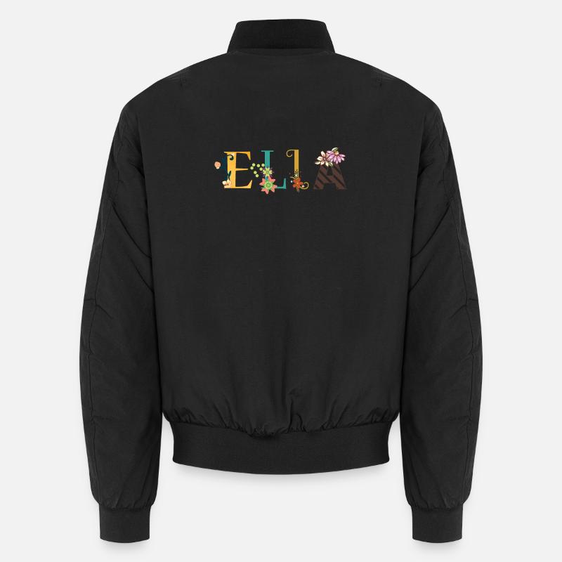 Illustration du nom ELLA avec des fleurs brodées Bomber unisexe
