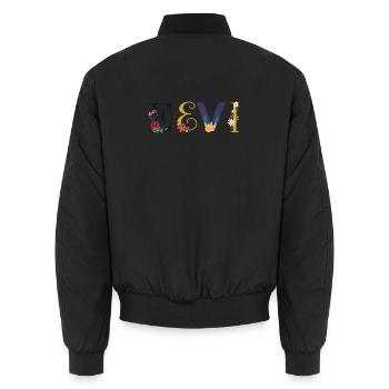 EEVI name decorated with flowers - Unisex Bomber Jacket - black - Back - AI Model Male 185 light (185cm)