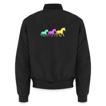 3 Horses Silhouette Team Rider Riding Friends Cute - Unisex Bomber Jacket - black - Back - AI Model Male 185 light (185cm)
