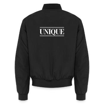 Unique Einzigartig Unikat Selbstwert Einzig Artig - Unisex Bomberjacke - Schwarz - Hinten - AI Model Male 185 light (185cm)