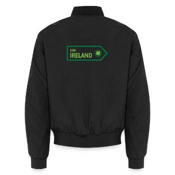 Irland-Straßenschild - Unisex Bomberjacke - Schwarz - Hinten - AI Model Male 185 light (185cm)