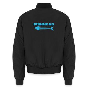 fishhead - Unisex Bomber Jacket - black - Back - AI Model Male 185 light (185cm)