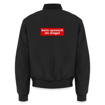 Kein Mensch ist illegal - Migration - Illegalität - Unisex Bomberjacke - Schwarz - Hinten - AI Model Male 185 light (185cm)