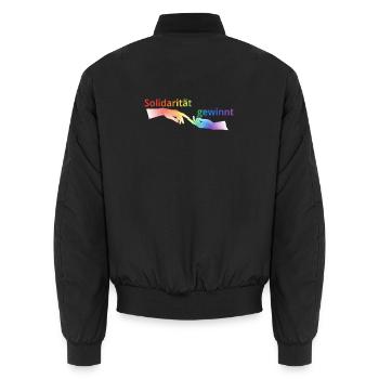 Solidarität gewinnt Pride T-Shirt Regenbogen - Unisex Bomberjacke - Schwarz - Hinten - AI Model Male 185 light (185cm)