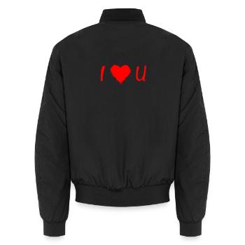 Love Graffiti Heart i LOVE YOU I Love You - Unisex Bomber Jacket - black - Back - AI Model Male 185 light (185cm)