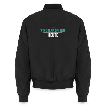 Windelprofi seit heute – Geschenk Papa Shirt - Unisex Bomberjacke - Schwarz - Hinten - AI Model Male 185 light (185cm)