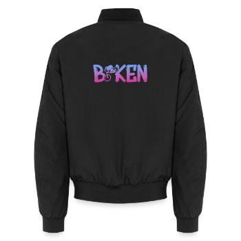 Gradient Fahrradlogo mit Bike Silhouette - Unisex Bomberjacke - Schwarz - Hinten - AI Model Male 185 light (185cm)