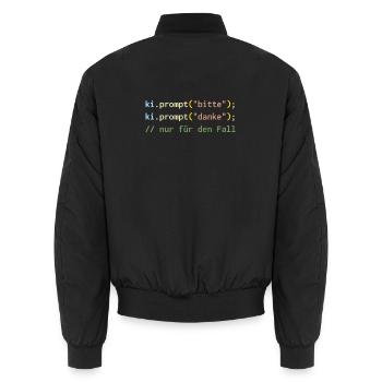 ki.prompt("bitte") – Höflich zur KI - Unisex Bomberjacke - Schwarz - Hinten - AI Model Male 185 light (185cm)