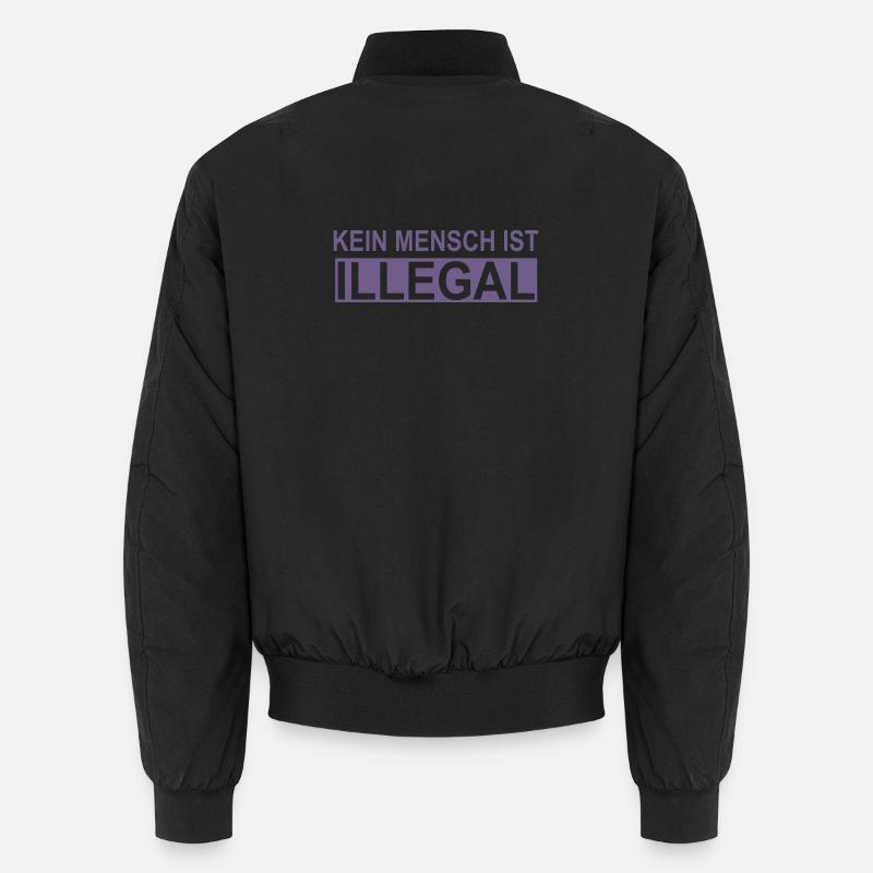 No human being is illegal - Unisex Bomber Jacket - black