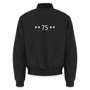 75th Birthday 75th Anniversary 75 Number 75 black - Unisex Bomber Jacket - black - Back - AI Model Male 185 light (185cm)