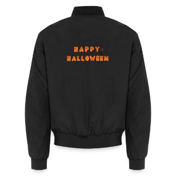 Happy Halloween Spinnennetz Schrift - Unisex Bomberjacke - Schwarz - Hinten - AI Model Male 185 light (185cm)
