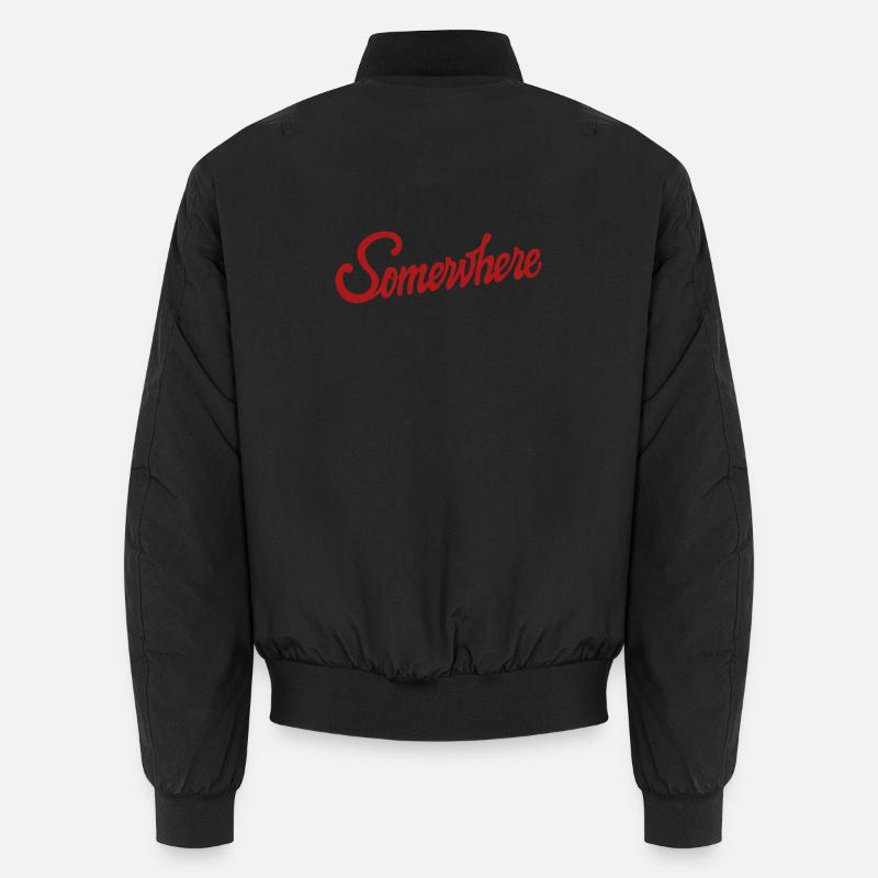 Somewhere Calligraphy Hand Lettering Design - Unisex Bomber Jacket - black
