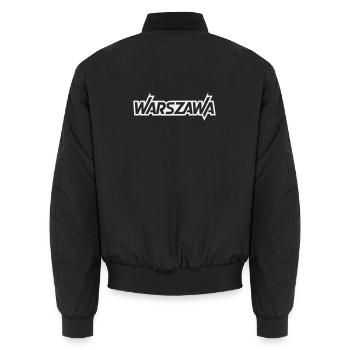 Warszawa - Warsaw block letters - Unisex Bomber Jacket - black - Back - AI Model Male 185 light (185cm)