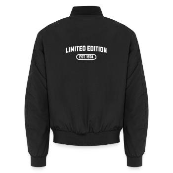 Limited Edition 1974 Birthday - Unisex Bomber Jacket - black - Back - AI Model Male 185 light (185cm)