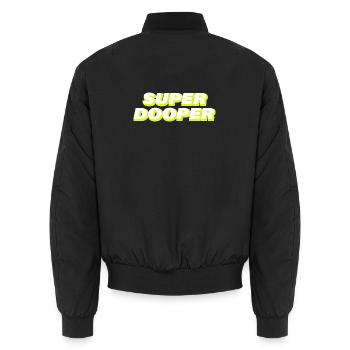 SUPER DOOPER - Unisex Bomber Jacket - black - Back - AI Model Male 185 light (185cm)
