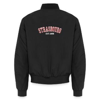 Strasbourg Est. 2006 - Unisex Bomber Jacket - black - Back - AI Model Male 185 light (185cm)