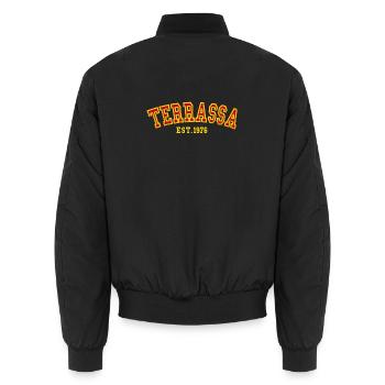 Terrassa Est. 1976 - Unisex Bomber Jacket - black - Back - AI Model Male 185 light (185cm)
