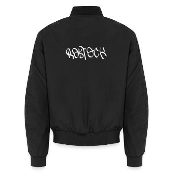 Rostock Graffiti Schrift auf Schwarz - Unisex Bomberjacke - Schwarz - Hinten - AI Model Male 185 light (185cm)