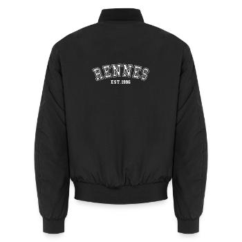 Rennes gegründet 1996 - Unisex Bomberjacke - Schwarz - Hinten - AI Model Male 185 light (185cm)