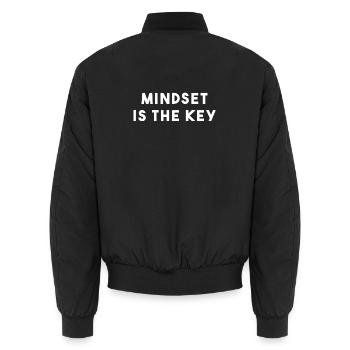MINDSET IS THE KEY Spruch - Unisex Bomberjacke - Schwarz - Hinten - AI Model Male 185 light (185cm)