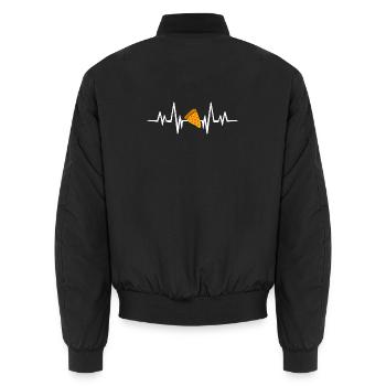 Pizza-Herzschlag Muster - Unisex Bomberjacke - Schwarz - Hinten - AI Model Male 185 light (185cm)