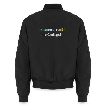 agent.run() erledigt – KI-Agent Terminal - Unisex Bomberjacke - Schwarz - Hinten - AI Model Male 185 light (185cm)