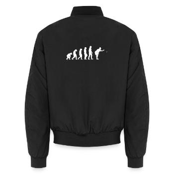 Pétanque évolution cadeau humour pour bouliste - Bomber unisexe - noir - Dos - AI Model Male 185 light (185cm)