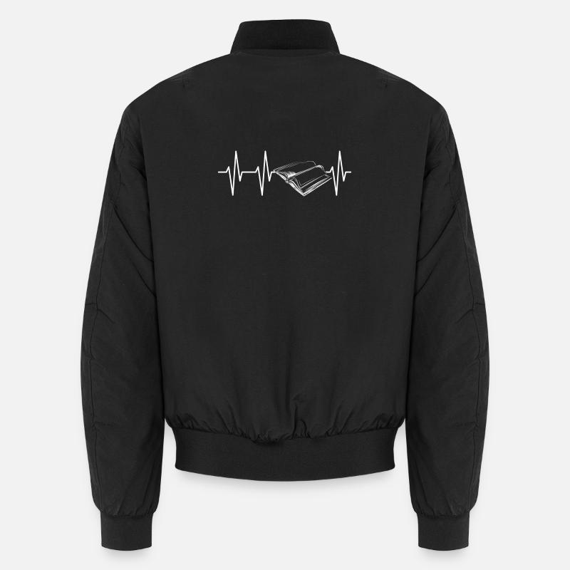 Heart Books Reading Symbol Pulse Book Reader icon Unisex Bomber Jacket
