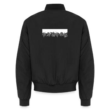 White Maple Leaves Border – Minimalist Fall Aesthe - Unisex Bomber Jacket - black - Back - AI Model Male 185 light (185cm)