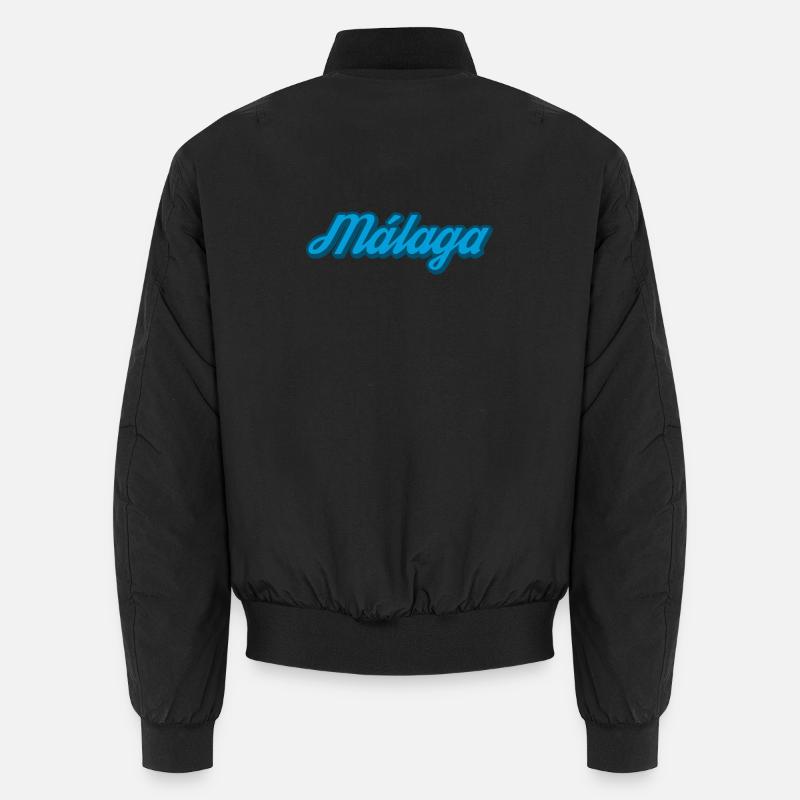 Málaga Coastal Script Blue - Unisex Bomber Jacket - black