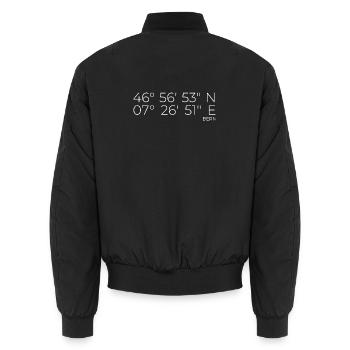 Coordonnées Berne - Bomber unisexe - noir - Dos - AI Model Male 185 light (185cm)