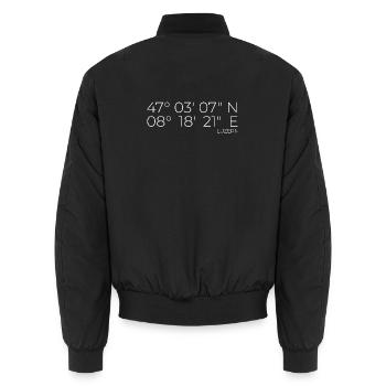 Coordonnées Lucerne - Bomber unisexe - noir - Dos - AI Model Male 185 light (185cm)