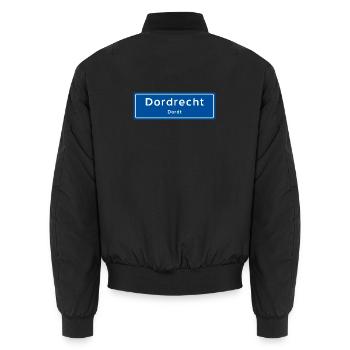 Panneau de nom de lieu de Dordrecht - Bomber unisexe - noir - Dos - AI Model Male 185 light (185cm)