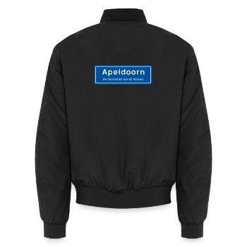 Apeldoorn Ortsschild - Unisex Bomberjacke - Schwarz - Hinten - AI Model Male 185 light (185cm)