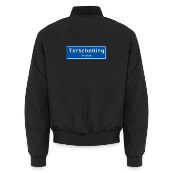 Panneau toponymique Terschelling - Bomber unisexe - noir - Dos - AI Model Male 185 light (185cm)