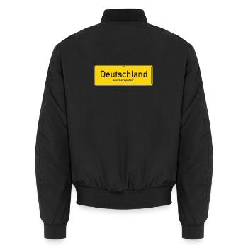 Germany country nameplate - Unisex Bomber Jacket - black - Back - AI Model Male 185 light (185cm)