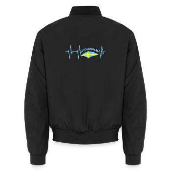 pouls battement de coeur stockholm Suède symbole icône - Bomber unisexe - noir - Dos - AI Model Male 185 light (185cm)