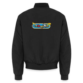 Construction Machinery Park - Unisex Bomber Jacket - black - Back - AI Model Male 185 light (185cm)