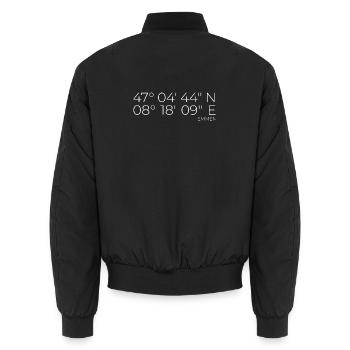 Koordinaten Emmen Schweiz - Unisex Bomberjacke - Schwarz - Hinten - AI Model Male 185 light (185cm)