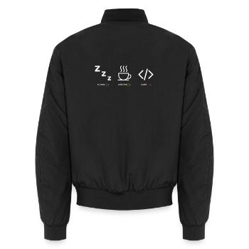 Code Kaffee Schlaf Trio - Unisex Bomberjacke - Schwarz - Hinten - AI Model Male 185 light (185cm)